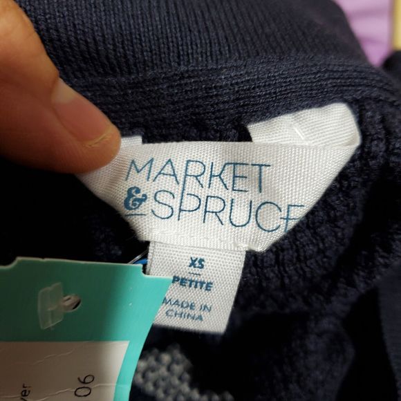 Market & Spruce Blue/White Long Sleeve Striped Sweater Size XS NWT - Picture 5 of 9